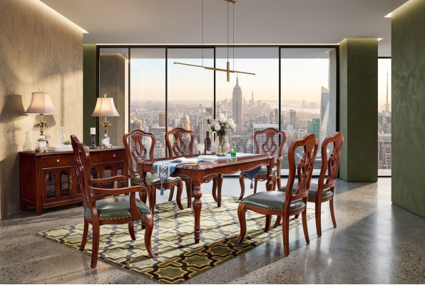 Complete set dining table + 6 chairs dining room set dining group wood table tables 7 pieces