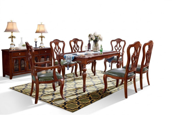 Complete set dining table + 6 chairs dining room set dining group wood table tables 7 pieces