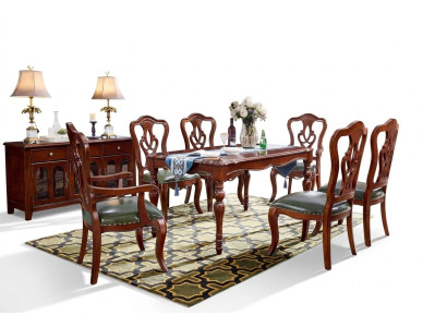 Complete set dining table + 6 chairs dining room set dining group wood table tables 7 pieces