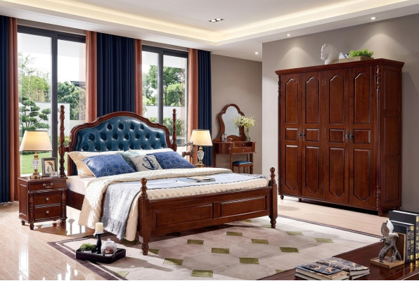Bed 2x Nightstands 3-piece Bedroom Set Design Luxury Classic