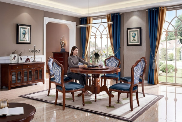 Complete set dining room group wooden chairs dining furniture luxury furniture 6