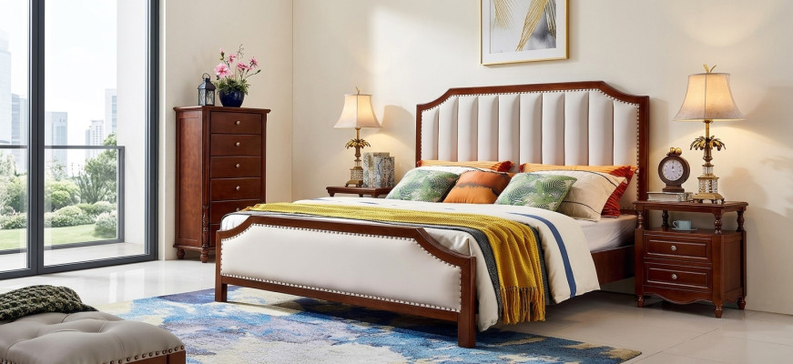 Bed 2x Nightstands 3-piece Bedroom Set Classic Luxury Design
