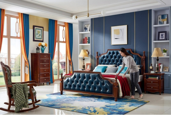 Bedroom Set Design Bed 2x Nightstands Classic Luxury 3-piece.