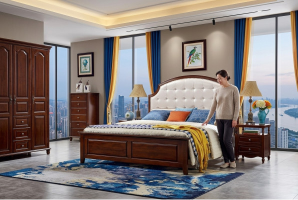 Luxury 3-Piece Set: Bed, 2 Nightstands; Bedroom Beds, Wooden Bed Frame