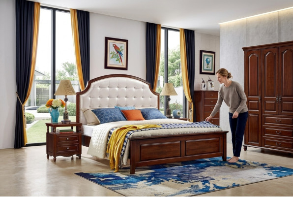 Bed Furniture Wood Design Beds Solid Wood Double Bed Bedroom Classic