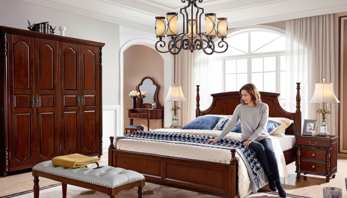 Designer Bedroom Furniture 5-Piece Set Bed Nightstands Wardrobe