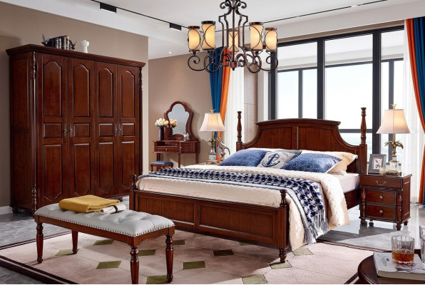 Designer Bedroom Furniture 5-Piece Set Bed Nightstands Wardrobe
