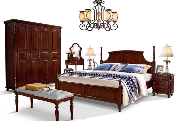 Designer Bedroom Furniture 5-Piece Set Bed Nightstands Wardrobe
