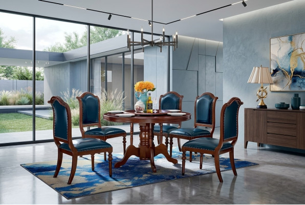 Complete set dining table 6 chairs dining room set dining group wood 7-piece