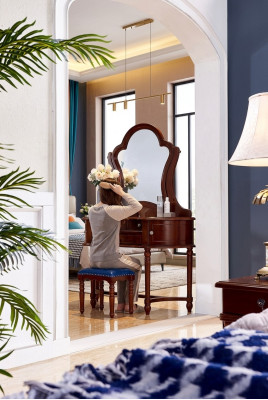 Classic Furniture Solid Wood 2-Piece Luxury Vanity Stool Bedroom