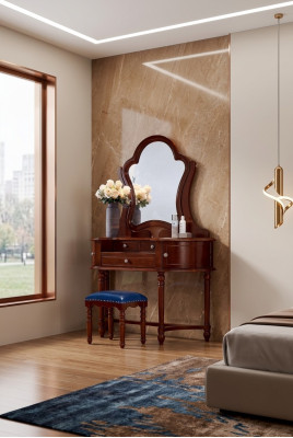 Classic Furniture Solid Wood 2-Piece Luxury Vanity Stool Bedroom