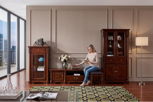 Design Wall Unit Lowboard TV Cabinet 2 Display Cabinets 3-Piece Set Classic Style