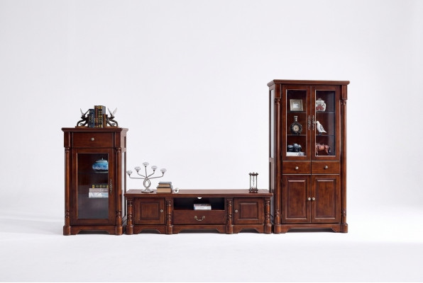 Design Wall Unit Lowboard TV Cabinet 2 Display Cabinets 3-Piece Set Classic Style