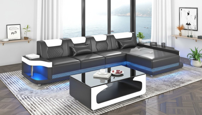 Sectional sofa L-shape upholstery leather living landscape couches sofas corner luxury furniture new