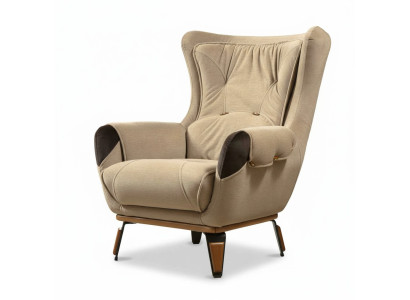Classic armchair seat upholstered single-seater fabric beige for TV living room
