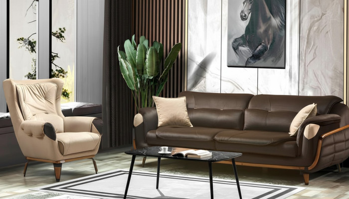 3-seater sofa, armchair design, upholstered seat, classic design, living room