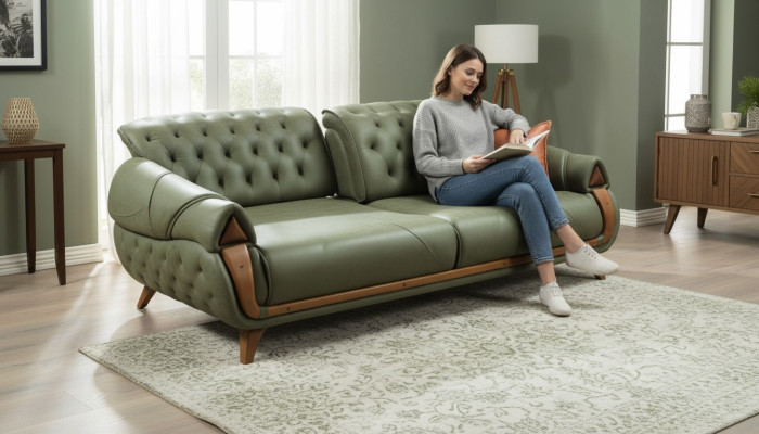 Classic three-seater sofa couch upholstered furniture living room 3 seat