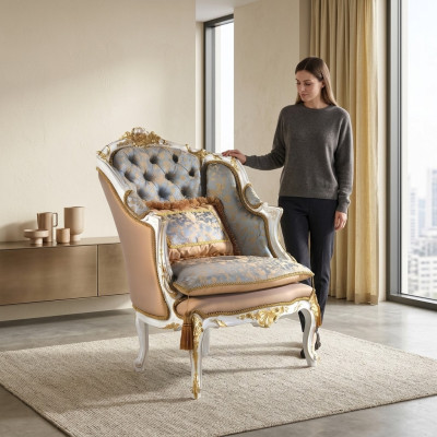 Armchair Library Reading Chair Wingback Chair Sofa Upholstery Italian Furniture Luxury