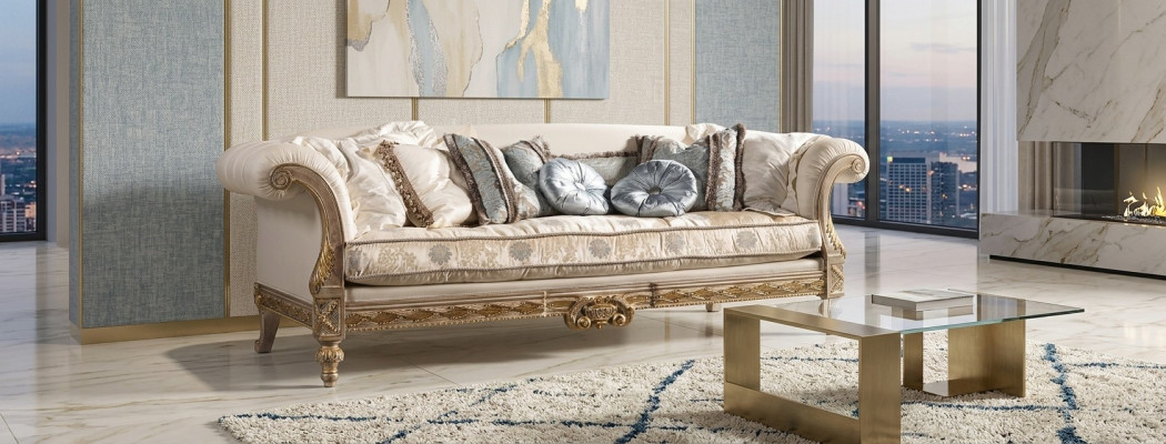Chesterfield Classic Three-Seater Sofa Living Room Textile Sofa 3-Seater Couch
