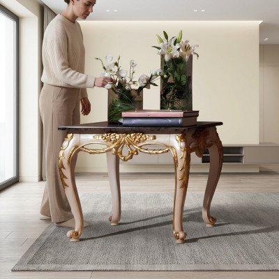 Luxurious square side table with carved legs