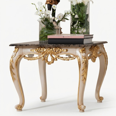 Luxurious square side table with carved legs