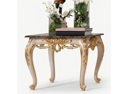 Luxurious square side table with carved legs