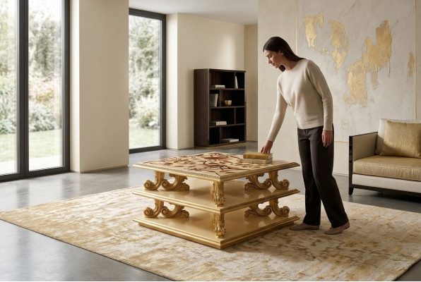 Coffee table table side table living room table wood royal side baroque new