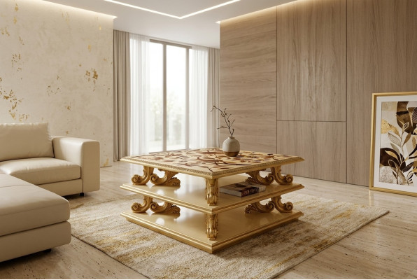 Coffee table table side table living room table wood royal side baroque new