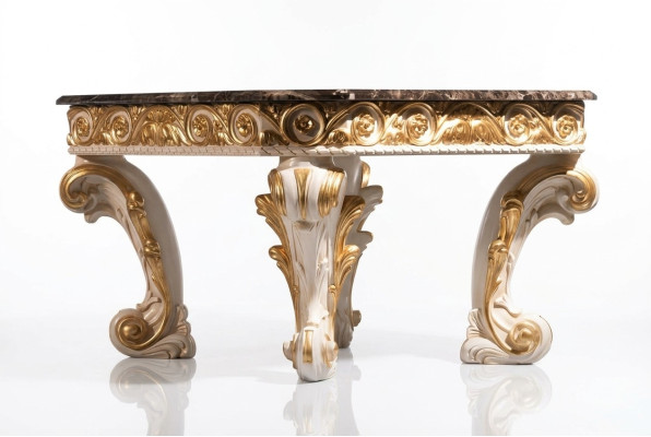 Coffee table with marble round table antique side table baroque rococo Italian