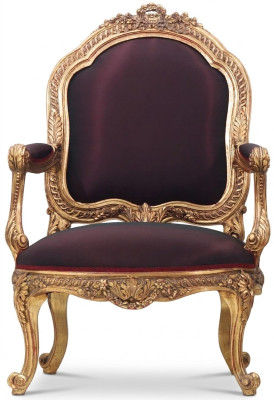 Chair Throne Baroque Rococo Textile 1 Seater Sofa Upholstered Armchair Italian Furniture