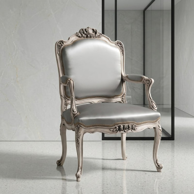 Dining room chairs luxury armchair chair wood silver throne baroque living room furniture