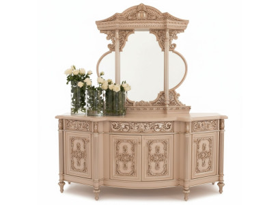 Chest of drawers sideboard dresser mirror set real wood Italian furniture antique style