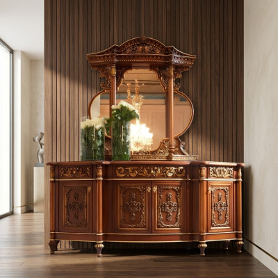 Chest of Drawers Dresser Mirror Set Real Wood Italian Furniture Antique Style Dressers