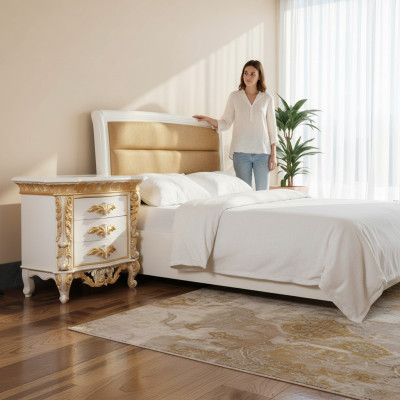 Luxury nightstand with carved pattern