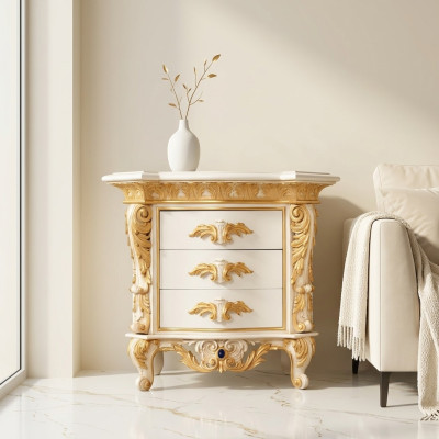 Luxury nightstand with carved pattern