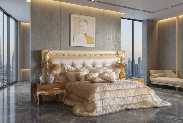 Chesterfield Bed Double Bed Luxury Beds Poster Wood Italian Furniture New
