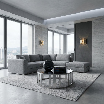 Three-seater leather sofa couch upholstered furniture Italian living room furniture new