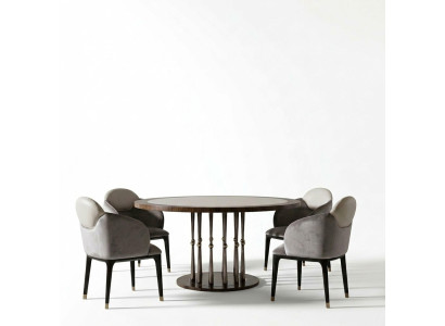 Set of chairs, textile fabric, wood, upholstered dining room chairs, 4x chair