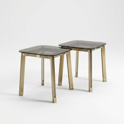 Metal glass table vintage side table made from genuine material metal living room