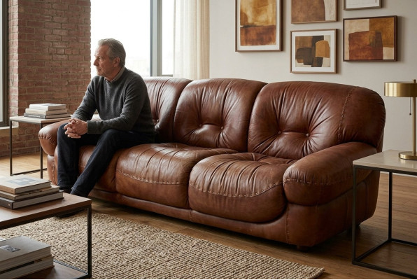 Chesterfield Classic Three-Seater Sofa Living Room Landscape Fabric Sofa 3-Seat Couch