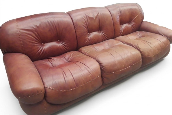Chesterfield Classic Three-Seater Sofa Living Room Landscape Fabric Sofa 3-Seat Couch