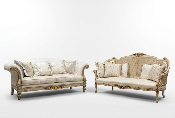 Textile sofa couch upholstered sofas 3-seater couches sofas Art Deco three-seater new