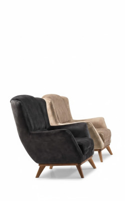 Armchair 1 Seat Textile Lounge Luxury Upholstered Wing Chair Single-Seater Design