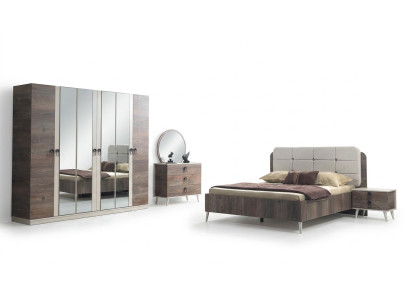 Complete bedroom bed bench dressing table wardrobe bedside table 5-piece set.