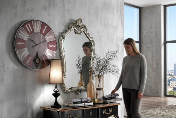 Mirror Classic Wall Mirror Wood Design Silver Living Room Italy Furniture