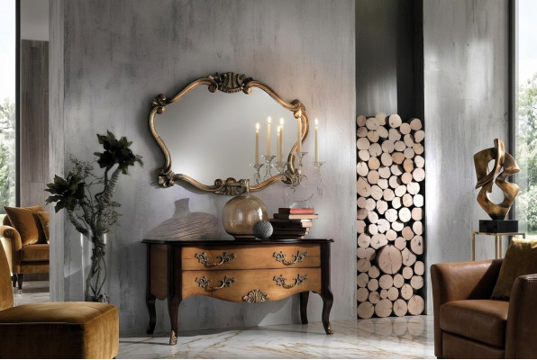 Italian classical designer mirror wall mirror with bronze leaves baroque