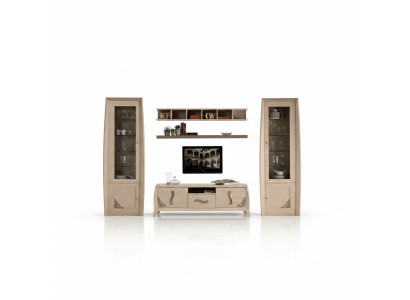 Wall unit set cabinet TV sideboard wall shelves sideboards cupboard wood furniture 5 pieces.