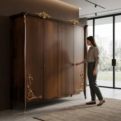 Wardrobe Cabinet Wooden Cabinet Bedroom Solid Furniture Italian Solid Wood