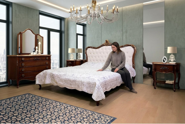 Bedroom Design Classic Luxury Furniture Modern Bed 2x Nightstand 4-piece Set
