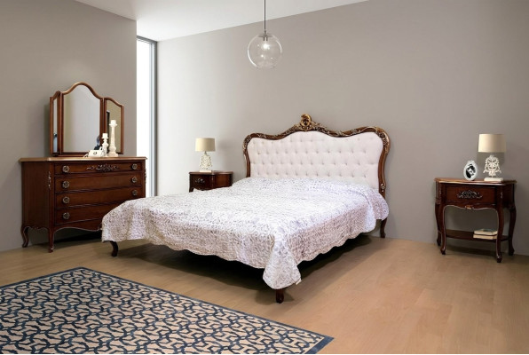 Bedroom Design Classic Luxury Furniture Modern Bed 2x Nightstand 4-piece Set